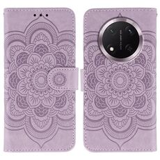 Custodia in pelle per telefono cellulare con motivo in rilievo Sun Mandala per Honor Magic7 Lite (viola)