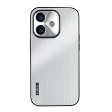Custodia antiurto in lega di alluminio spazzolato ibrida per iPhone 16 Plus (argento)