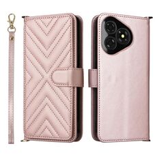 Custodia in pelle multifunzionale con 6 slot per schede per Ulefone Note 19 e cinturino da polso (rosa)