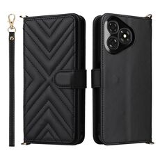 Custodia in pelle multifunzionale con 6 slot per schede per Ulefone Note 19 e cinturino da polso (nera)
