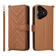 Custodia in pelle multifunzionale con 6 slot per schede per Ulefone Note 19 e cinturino da polso (marrone)