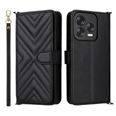 Custodia in pelle per telefono cellulare multifunzione con 6 slot per schede e cinturino da polso per ZTE Blade V70 Design 4G (nero)