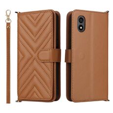 Custodia in pelle multifunzionale con 6 slot per schede per ZTE Kantan Sumaho 4 A402ZT e cinturino da polso (marrone)