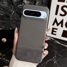 Custodia per telefono cellulare in PU ibrida con rivestimento in tessuto con cuciture MagSafe, magnetica e PC (grigio)