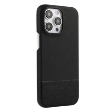 Custodia per iPhone 14 Pro Max in PU ibrida con rivestimento in tessuto con cuciture MagSafe e magnete per PC (nero)