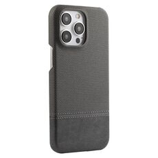 Custodia per iPhone 14 Pro Max in PU ibrida con cuciture in tessuto e supporto magnetico MagSafe (grigio)