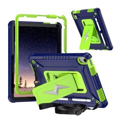 Custodia per tablet ibrida in silicone per iPad 2025/2022 con supporto a forma di bullone (blu navy olivina)