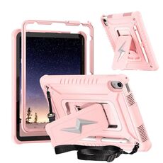Custodia per tablet ibrida in silicone per iPad 2025/2022 con supporto a forma di bullone (oro rosa)