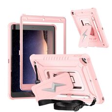 Custodia per tablet ibrida in silicone per PC con supporto a forma di bullone per iPad 10.2 2021/2020/2019 (oro rosa)