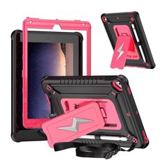 Custodia per tablet ibrida in silicone per iPad 9.7 2018 / Air / Air 2 con supporto a forma di bullone (nero, rosa, rosso)