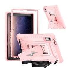 Custodia per tablet ibrida in silicone per Lenovo Tab M9 2023 con supporto a forma di bullone (oro rosa)
