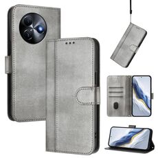 Custodia per telefono in pelle retrò con fibbia a giunzione per itel S24 (grigio)