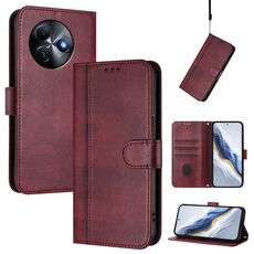 Custodia per telefono in pelle retrò con fibbia a giunzione per itel S24 (rosso vino)