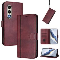 Custodia in pelle retrò con fibbia di giunzione per itel S25 4G (rosso vino)