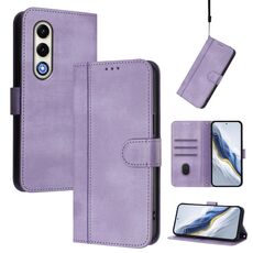 Custodia per telefono in pelle retrò con fibbia di giunzione per itel S25 4G (viola)