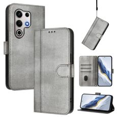 Custodia per telefono in pelle retrò con fibbia di giunzione per itel S25 Ultra 4G (grigio)