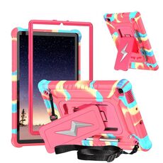 Custodia ibrida in silicone per tablet PC con supporto a forma di bullone per Samsung Galaxy Tab S6 Lite 2020/2024 (rosa mimetica rossa)