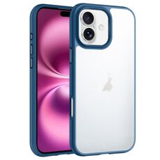 Custodia trasparente antiurto Phantom Frosted Airbag per iPhone 16 Plus (blu)