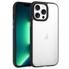 Custodia trasparente antiurto Phantom Frosted Airbag per iPhone 13 Pro Max (nera)