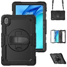 Custodia in silicone ibrida per tablet PC Huawei MatePad SE 11 2024 con tracolla (nera)