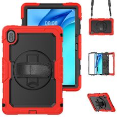 Custodia in silicone ibrida per tablet PC Huawei MatePad SE 11 2024 con tracolla (rosso)