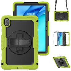 Custodia in silicone ibrida per tablet PC Huawei MatePad SE 11 2024 con tracolla (giallo verde)