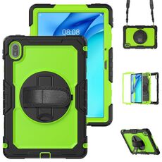 Custodia in silicone ibrido per tablet Huawei MatePad SE 11 2024 con tracolla (PC giallo verde)