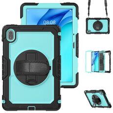 Custodia in silicone ibrido per tablet PC Huawei MatePad SE 11 2024 con tracolla (PC azzurro)