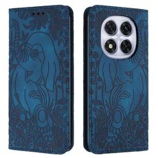 Custodia in pelle goffrata con motivo elefante retrò per Redmi Note 14 Pro / 14 Pro+ 5G (blu)