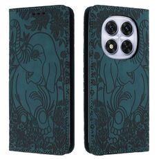 Custodia in pelle goffrata con motivo elefante retrò per Redmi Note 14 Pro / 14 Pro+ 5G (verde)