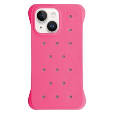 Custodia antiurto in PC con fori di dissipazione del calore per iPhone 14 Plus (rosso rosa)