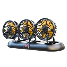 Ventilatore multifunzionale pieghevole regolabile a tre teste per auto con targa (accendisigari arancione da 12 V)