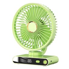 Ventilatore da tavolo con luce notturna, display digitale intelligente a LED F6, 5 velocità, colore: verde base