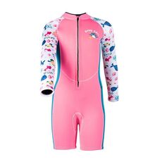 DIVE & SAIL 2.5MM Costume da bagno intero a maniche lunghe per bambini, caldo e spesso, pantaloncini anti-freddo per surf e snorkeling, taglia: L (rosa)