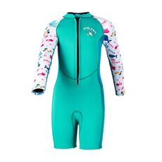 DIVE & SAIL 2.5MM Costume da bagno intero a maniche lunghe per bambini, caldo e spesso, pantaloncini anti-freddo per surf e snorkeling, taglia: XL (verde)