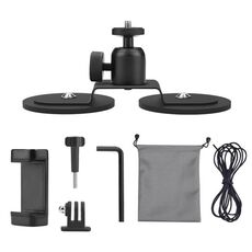 Kit di montaggio per action camera con doppia base a ventosa magnetica per DJI Action, Insta360, GoPro HERO, DJI OSMO Pocket (nero)