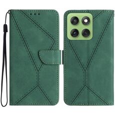Custodia in pelle goffrata con cuciture per Motorola Edge 60 5G (verde)