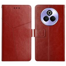 Custodia a libro in pelle con motivo a Y per Realme P3 Pro 5G Global HT01 (marrone)