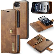 Custodia per telefono in pelle magnetica staccabile con texture Crazy Horse DG.MING per iPhone 16e (marrone)
