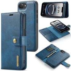 Custodia per telefono in pelle magnetica staccabile con texture Crazy Horse DG.MING per iPhone 16e (blu)
