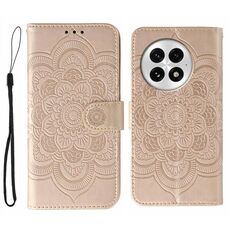 Custodia in pelle con motivo a rilievo Sun Mandala per OnePlus 13 (oro rosa)