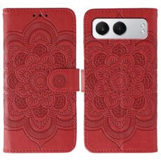 Custodia in pelle con motivo a rilievo Sun Mandala per OnePlus Nord 4 (rosso)