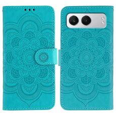 Custodia in pelle con motivo a rilievo Sun Mandala per OnePlus Nord 4 (blu)