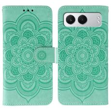 Custodia in pelle con motivo a rilievo Sun Mandala per OnePlus Nord 4 (verde)