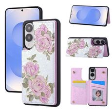 Custodia antifurto RFID con doppia fibbia stampata per Samsung Galaxy S25 Edge 5G (rosa pastorale)