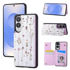 Custodia antifurto RFID con doppia fibbia stampata per Samsung Galaxy S25 Edge 5G (Dried Flower World)