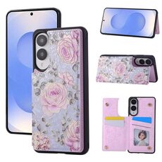 Custodia antifurto RFID con doppia fibbia stampata per Samsung Galaxy S25 Edge 5G (rosa)