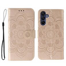 Custodia in pelle con motivo in rilievo Sun Mandala per Samsung Galaxy A16/A26 (oro rosa)