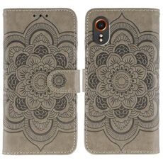 Custodia in pelle con motivo in rilievo Sun Mandala per Samsung Galaxy Xcover 7 (grigio)