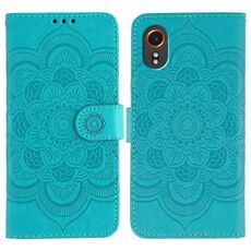 Custodia in pelle con motivo in rilievo Sun Mandala per Samsung Galaxy Xcover 7 (blu)